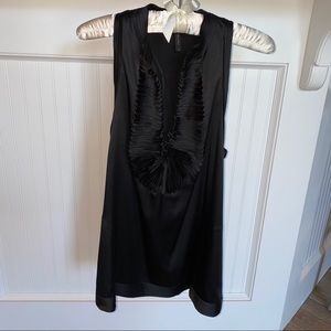 BCBGMAXAZRIA Black Ruffle Silk Tank